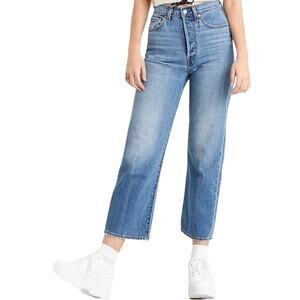 Levi's Premium Ribcage Straight Jeans Ankle High Rise Button At the Ready 24x27